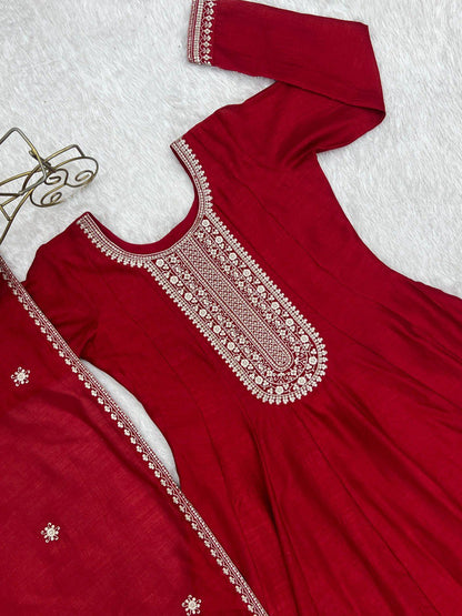 PREMIUM QUALITY PURE VICHITRA SILK FULLY FLARE ANARKALI