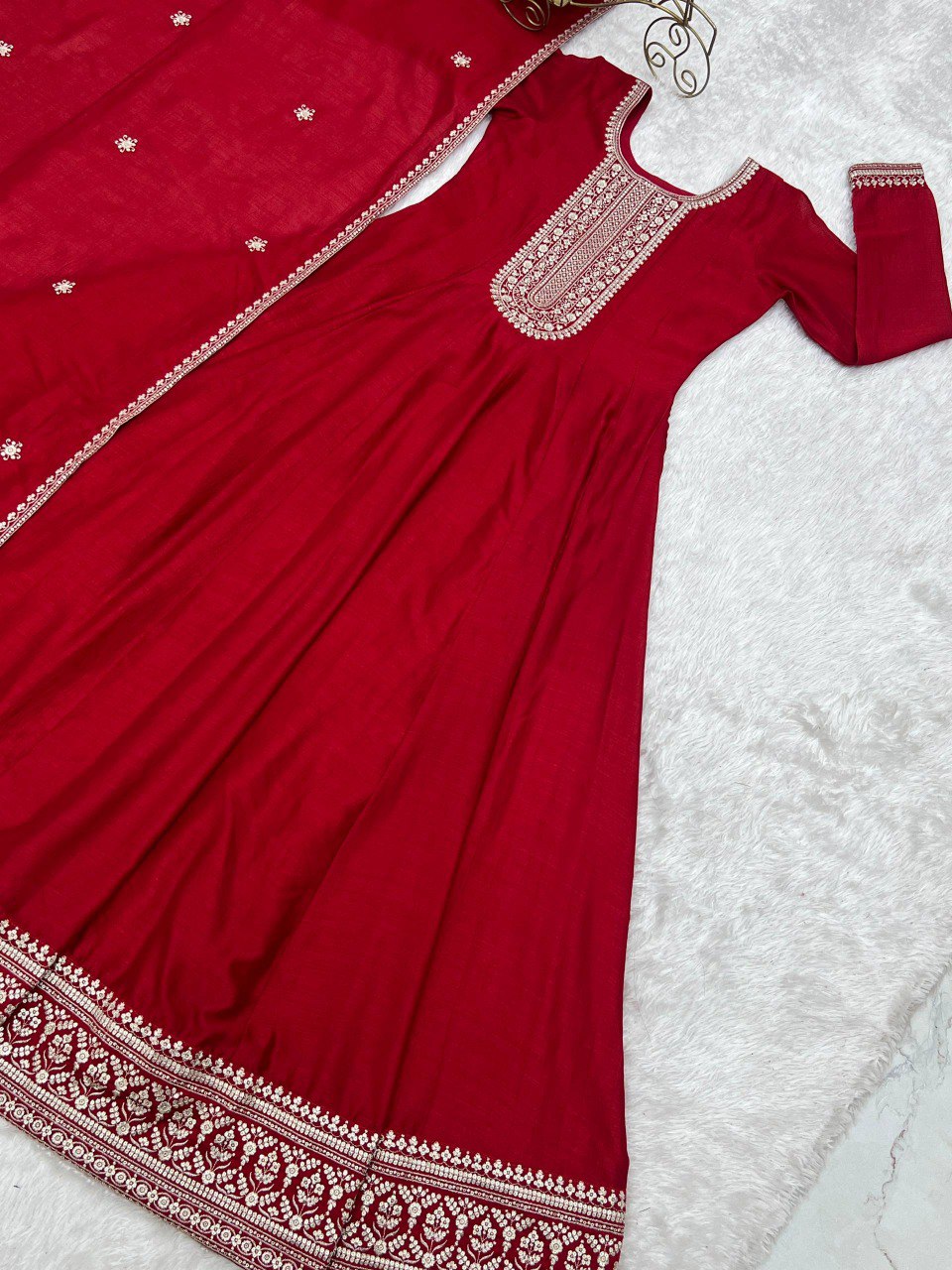 PREMIUM QUALITY PURE VICHITRA SILK FULLY FLARE ANARKALI