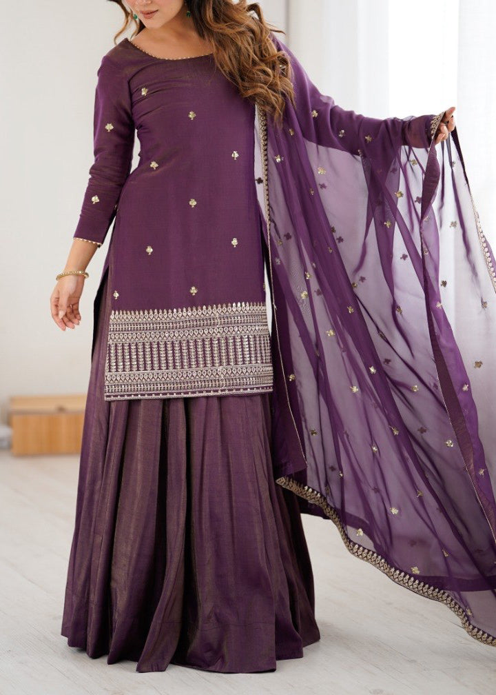 PURE ROMAN SHIMMER CHANDERI SILK KURTA SET