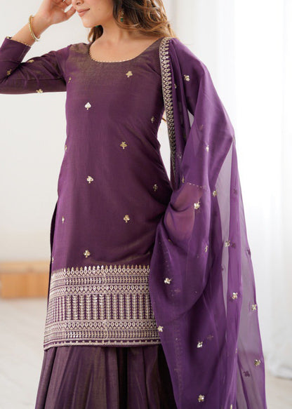 PURE ROMAN SHIMMER CHANDERI SILK KURTA SET
