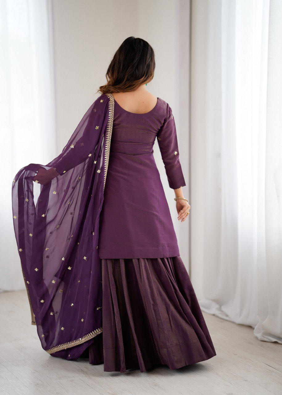 PURE ROMAN SHIMMER CHANDERI SILK KURTA SET