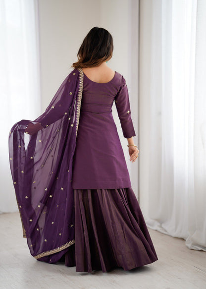 PURE ROMAN SHIMMER CHANDERI SILK KURTA SET