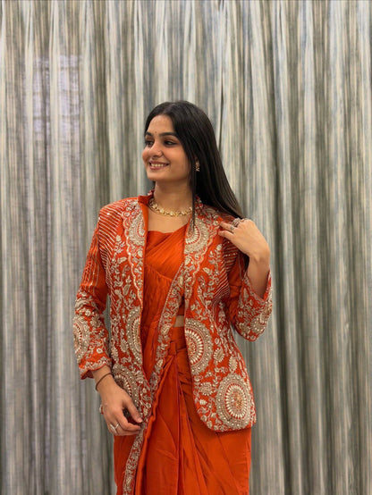 TRENDING READY-TO-WEAR SAREE WITH FULLY EMBROIDERED