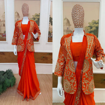 TRENDING READY-TO-WEAR SAREE WITH FULLY EMBROIDERED