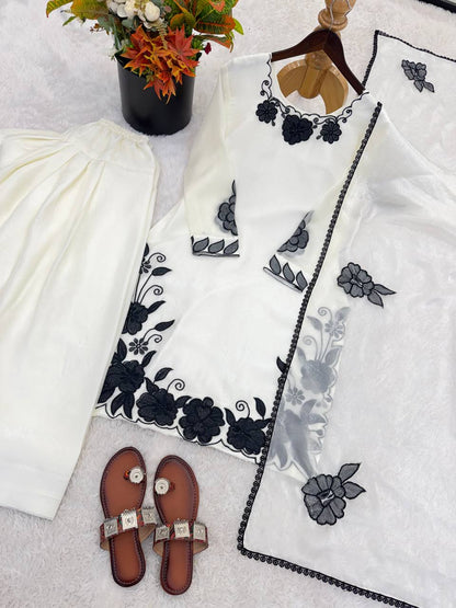FENDY SILK EMBROIDERY THREAD WORK TOP FARSHI PANT