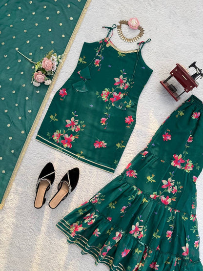 PREMIUM FABRIC AND DETAILING TOP SHARARA WITH DUPATTA