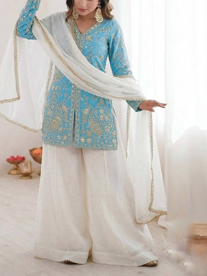 NEW PARTY WEAR LOOK PURE HEAVY FENDY SILK TOP PLAZZO
