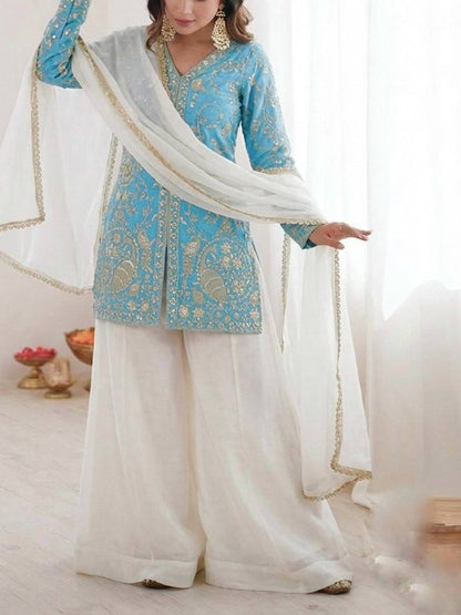 NEW PARTY WEAR LOOK PURE HEAVY FENDY SILK TOP PLAZZO