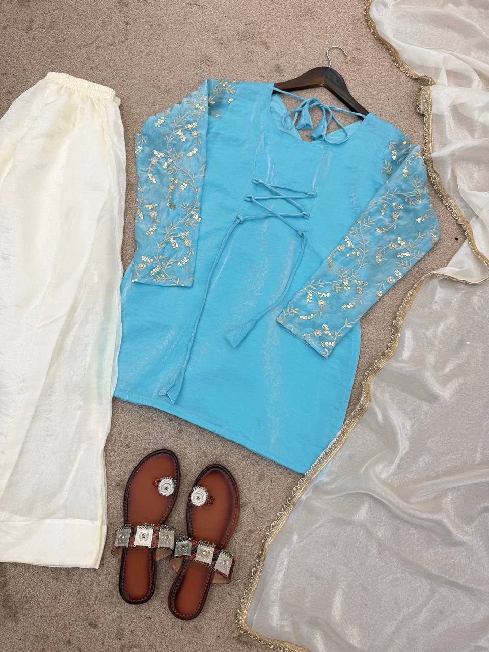 NEW PARTY WEAR LOOK PURE HEAVY FENDY SILK TOP PLAZZO