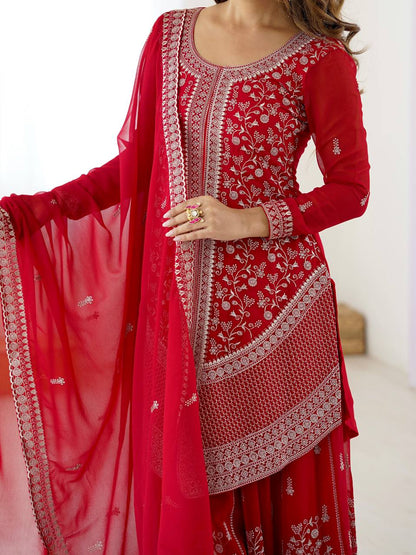FAUX GEORGETTE EMBROIDERY WITH SEQUIN AND THREAD DETAILING OUTFIT