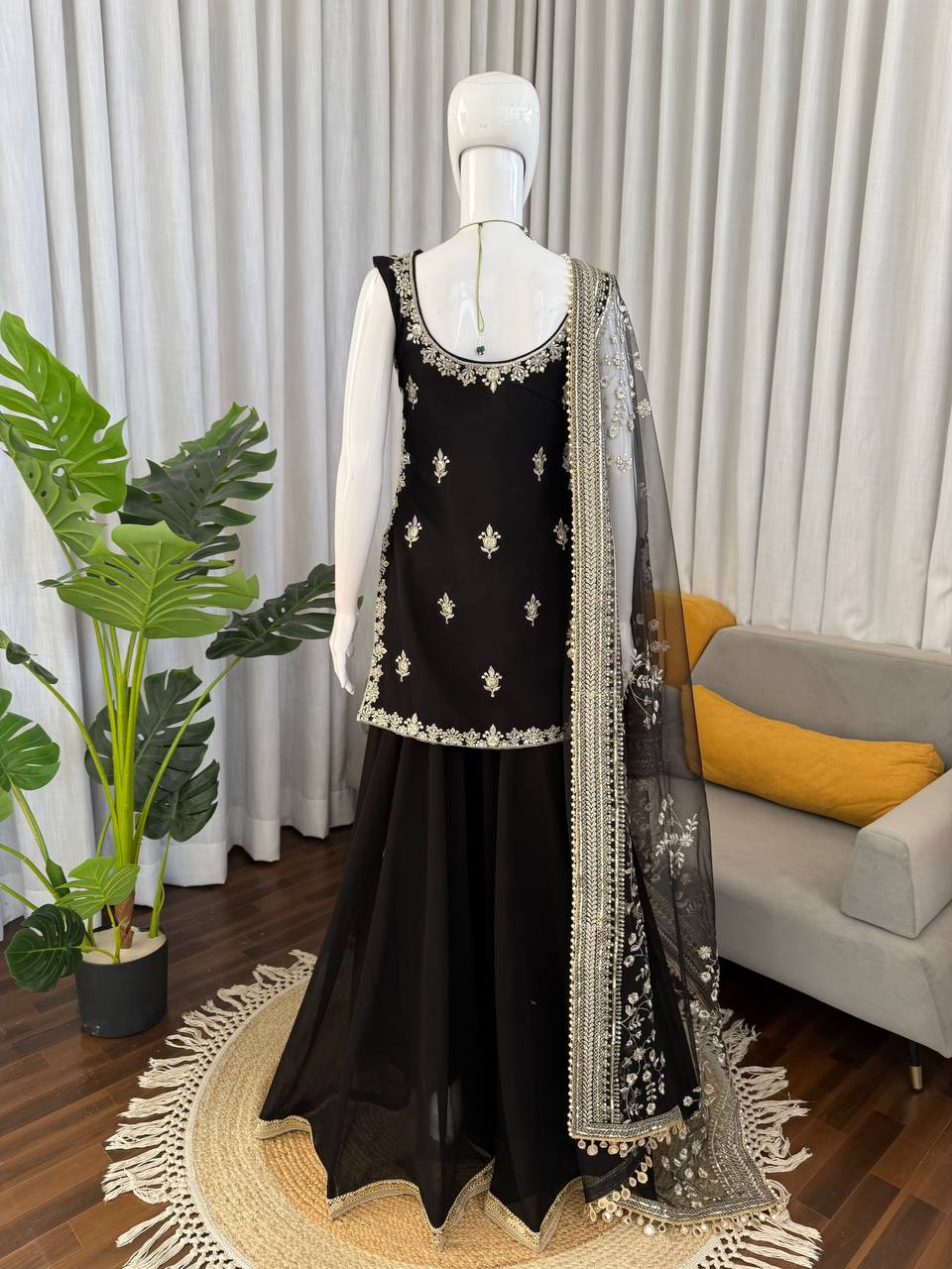 SPECIAL FAUX GEORGETTE WORK TOP PLAZZO WITH DUPATTA