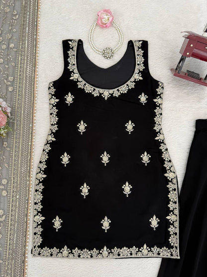 SPECIAL FAUX GEORGETTE WORK TOP PLAZZO WITH DUPATTA