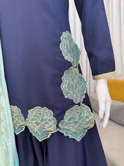 Premium Elegance Natural Crepe Thread with Sequence Top, Farshi Salwar and Dupatta