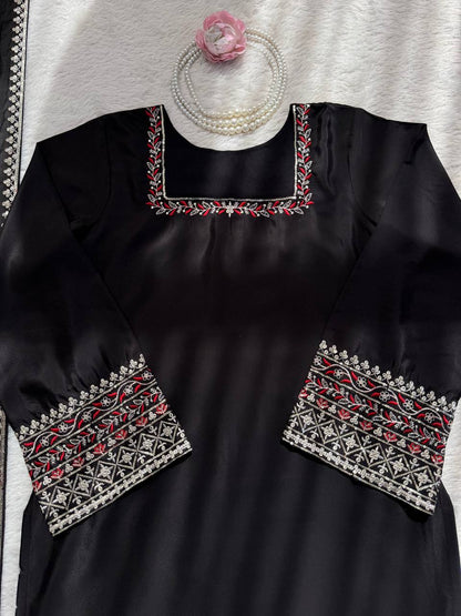 Eid Wear Heavy Natural Crepe Farshi Salwar Set