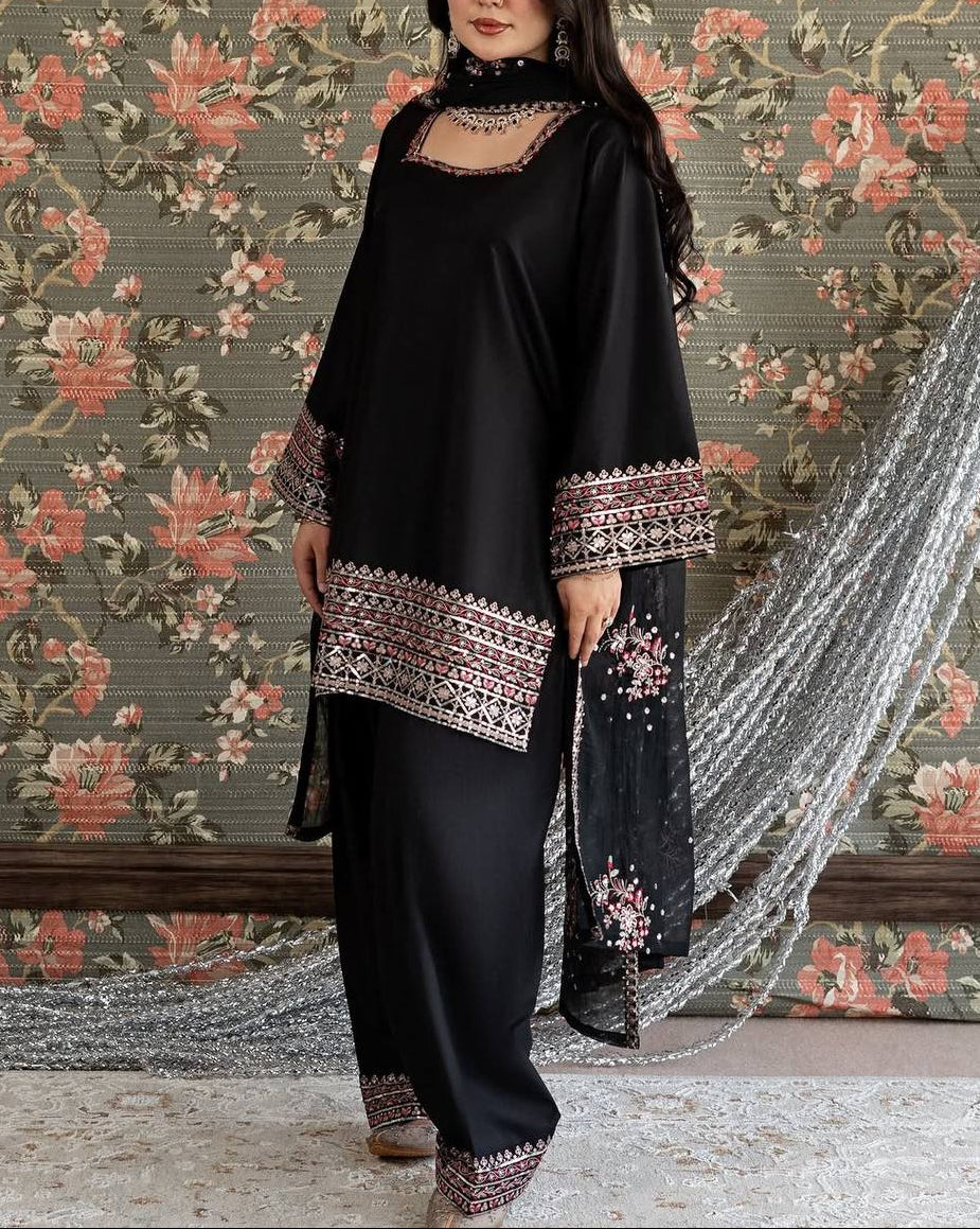 Eid Wear Heavy Natural Crepe Farshi Salwar Set