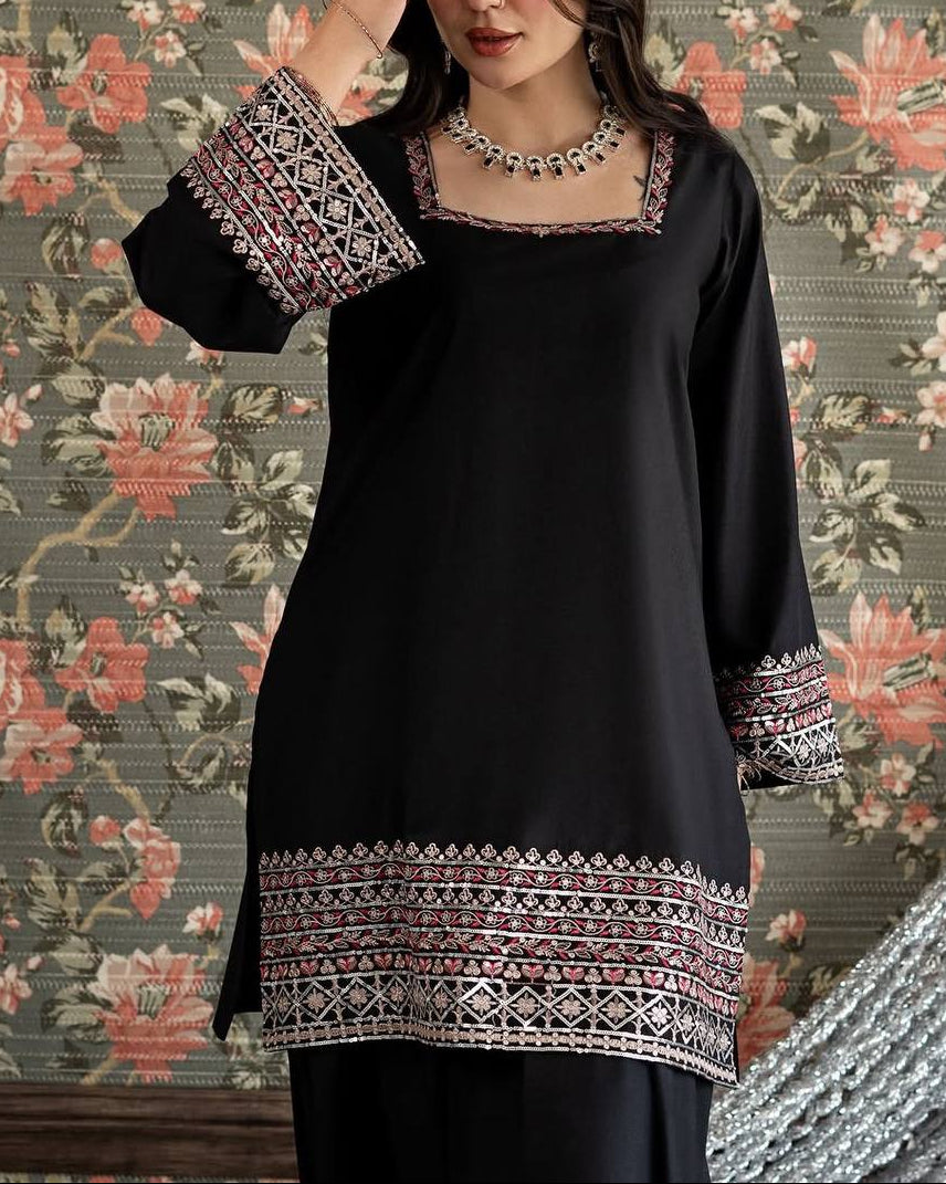 Eid Wear Heavy Natural Crepe Farshi Salwar Set