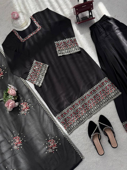 Eid Wear Heavy Natural Crepe Farshi Salwar Set