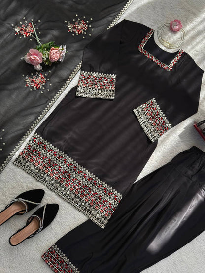 Eid Wear Heavy Natural Crepe Farshi Salwar Set