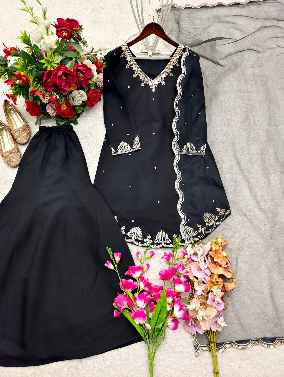 ROMAN SILK TOP PLAZZO WITH DUPATTA SET