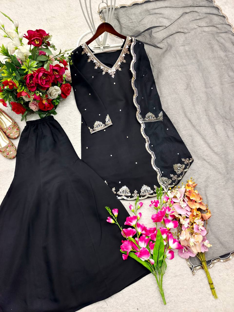 ROMAN SILK TOP PLAZZO WITH DUPATTA SET