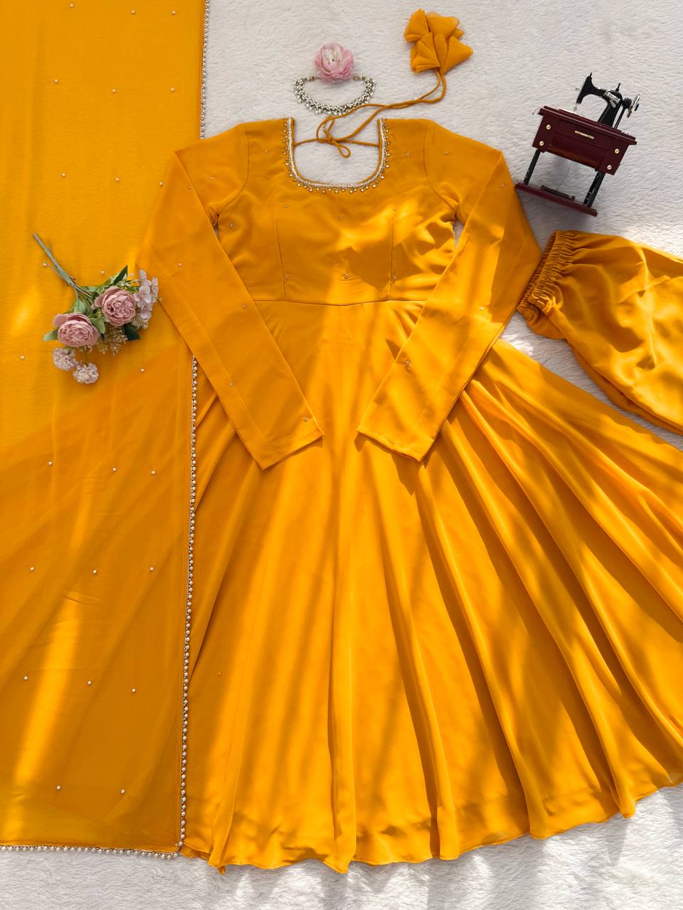 NEW DESIGNER HALDI SPECIAL HANDWORK ANARKALI