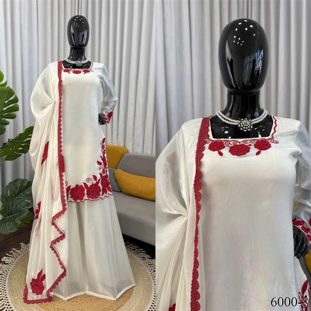 FENDY SILK EMBROIDERY THREAD WORK TOP FARSHI PANT