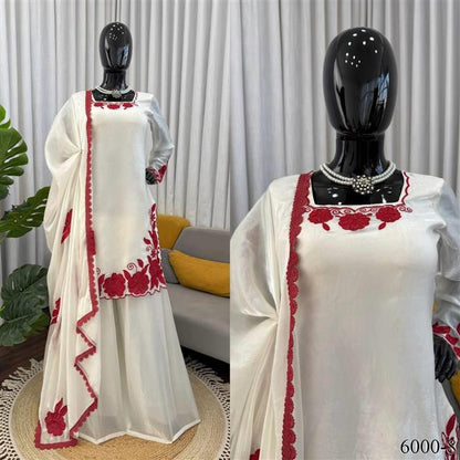 FENDY SILK EMBROIDERY THREAD WORK TOP FARSHI PANT