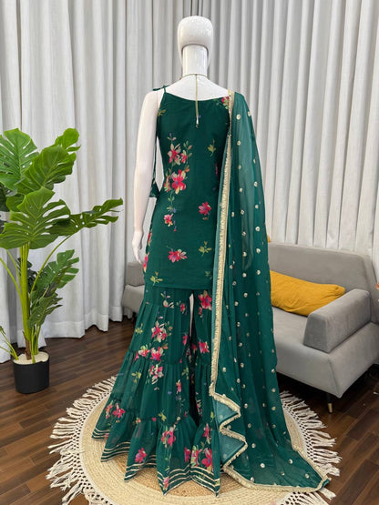PREMIUM FABRIC AND DETAILING TOP SHARARA WITH DUPATTA