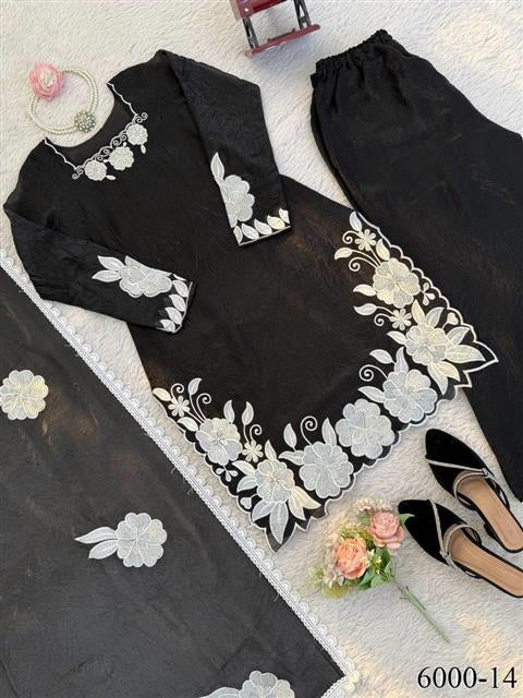 FENDY SILK EMBROIDERY THREAD WORK TOP FARSHI PANT