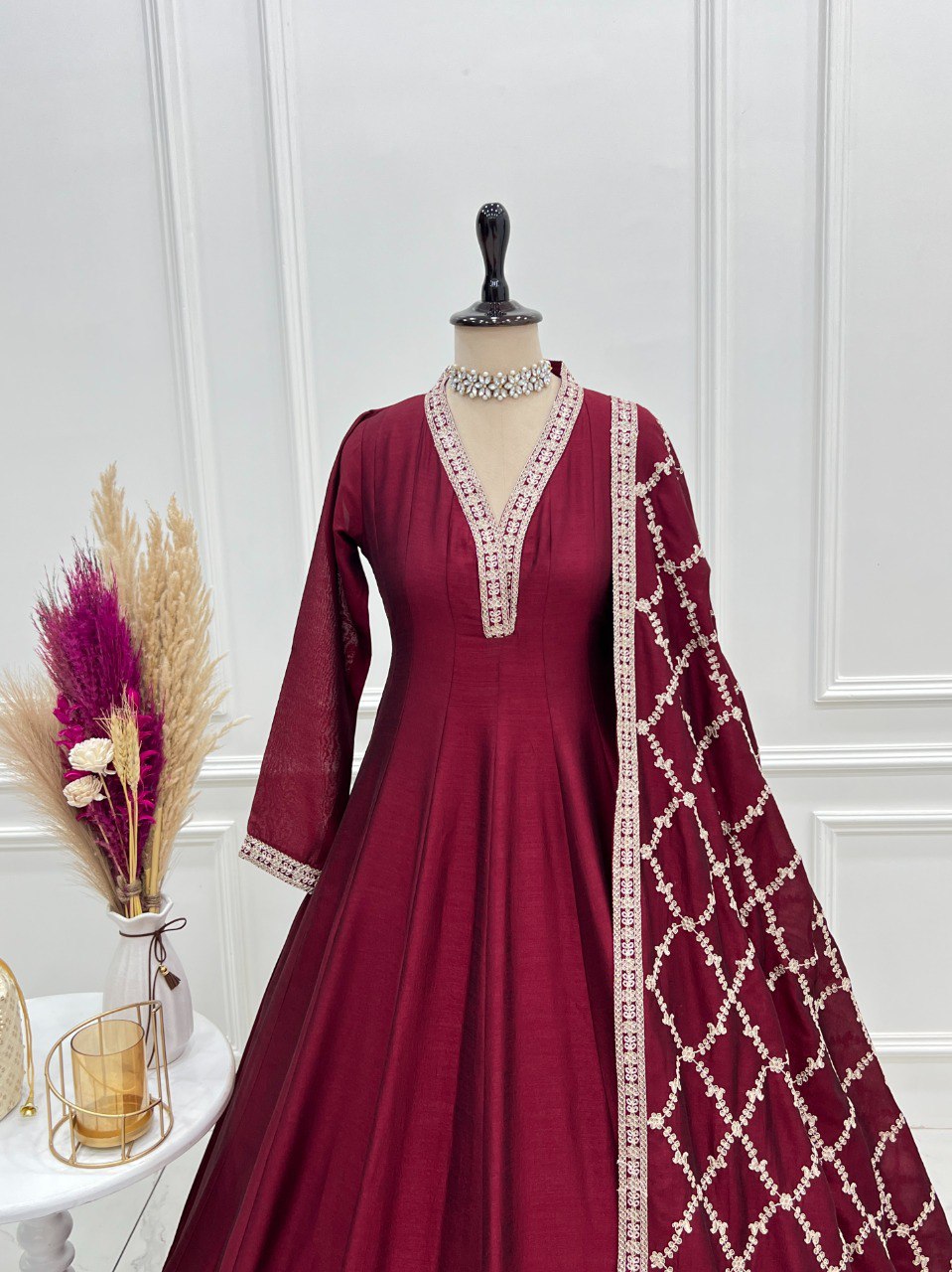PURE BLOOMING VICHITRA SILK FULLY FLARE ANARKALI GOWN