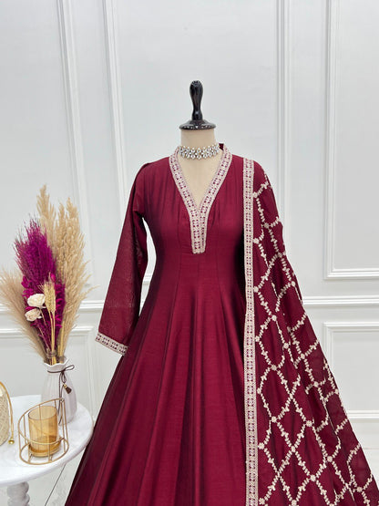 PURE BLOOMING VICHITRA SILK FULLY FLARE ANARKALI GOWN