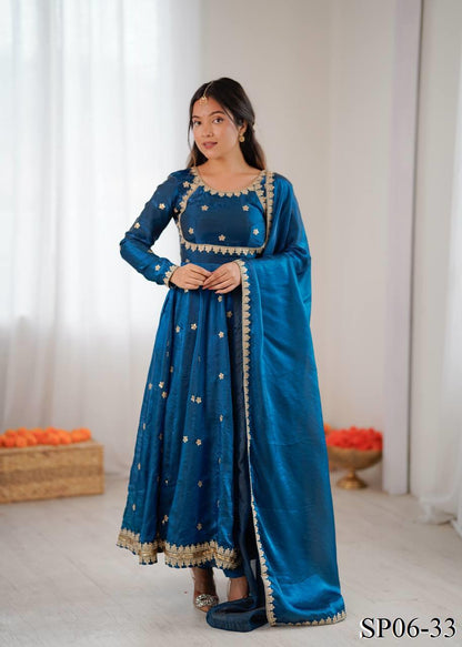 New Coding with Sequnce work Gown pent & Dupatta Set 
