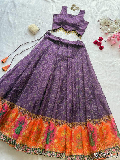 PURE ORGANZA SILK FULLY STITCHED LEHENGA