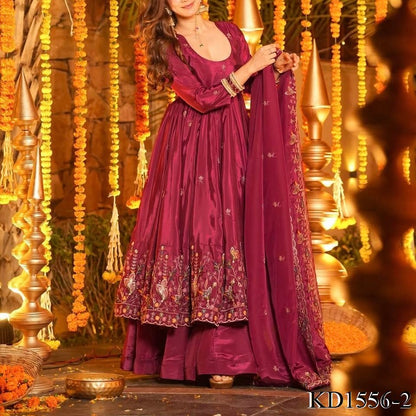 NATURAL CREPE SILK ANARKALI SET