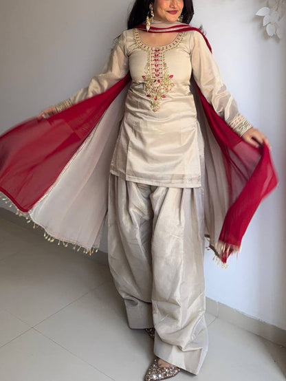 TABBY ORGANZA EMBROIDERY TOP FARSHI SET