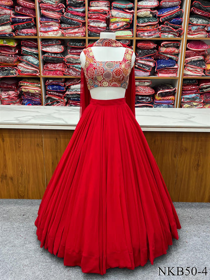 SOFT FAUX GEORGETTE FULLY STITCHED LEHENGA