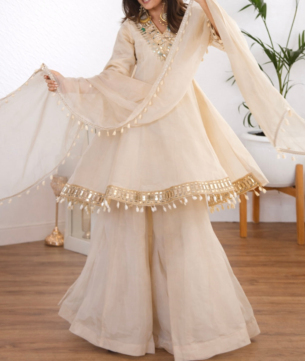 SOFT CHINON KEDIYA MIRROR WORK SET