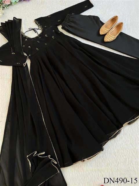 GEORGETTE HAND MIRROR EMBROIDERY GOWN