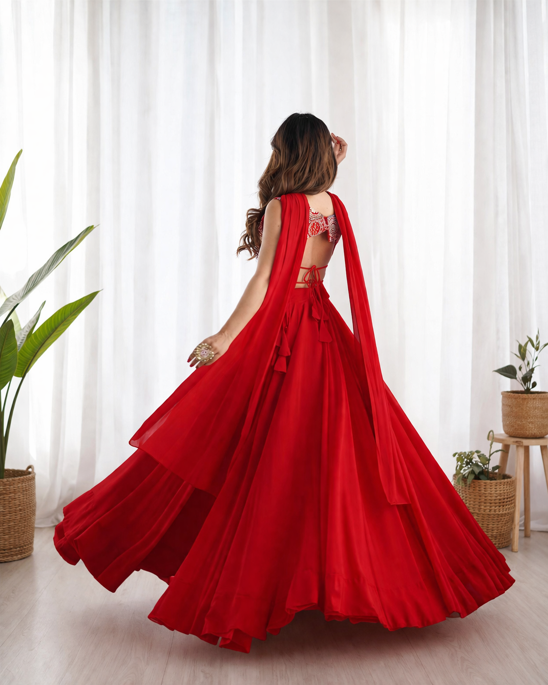 SOFT FAUX GEORGETTE FULLY STITCHED LEHENGA