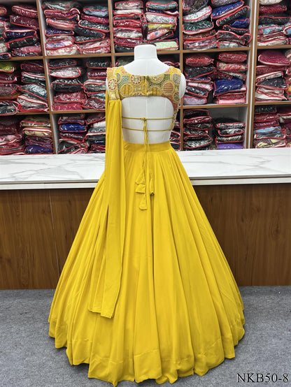 SOFT FAUX GEORGETTE FULLY STITCHED LEHENGA