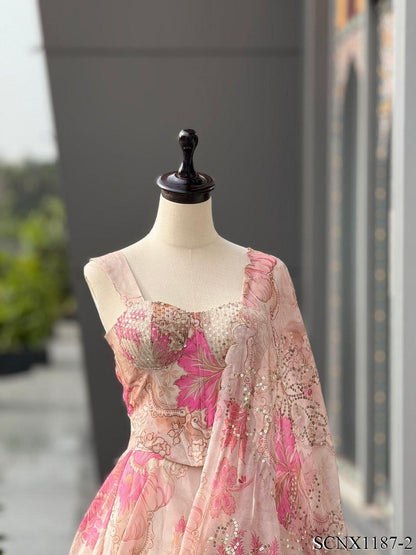 ORGANZA FABRIC STITCHED LEHENGA