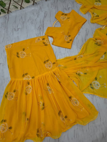 NEW PARTY WEAR LOOK PRINT WITH PLEATS AND FULL PICHO WORK LEHENGA SAREE