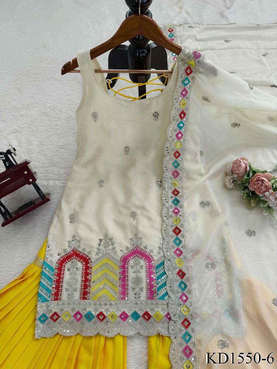 HEAVY CHINON SILK TOP SHARARA SET