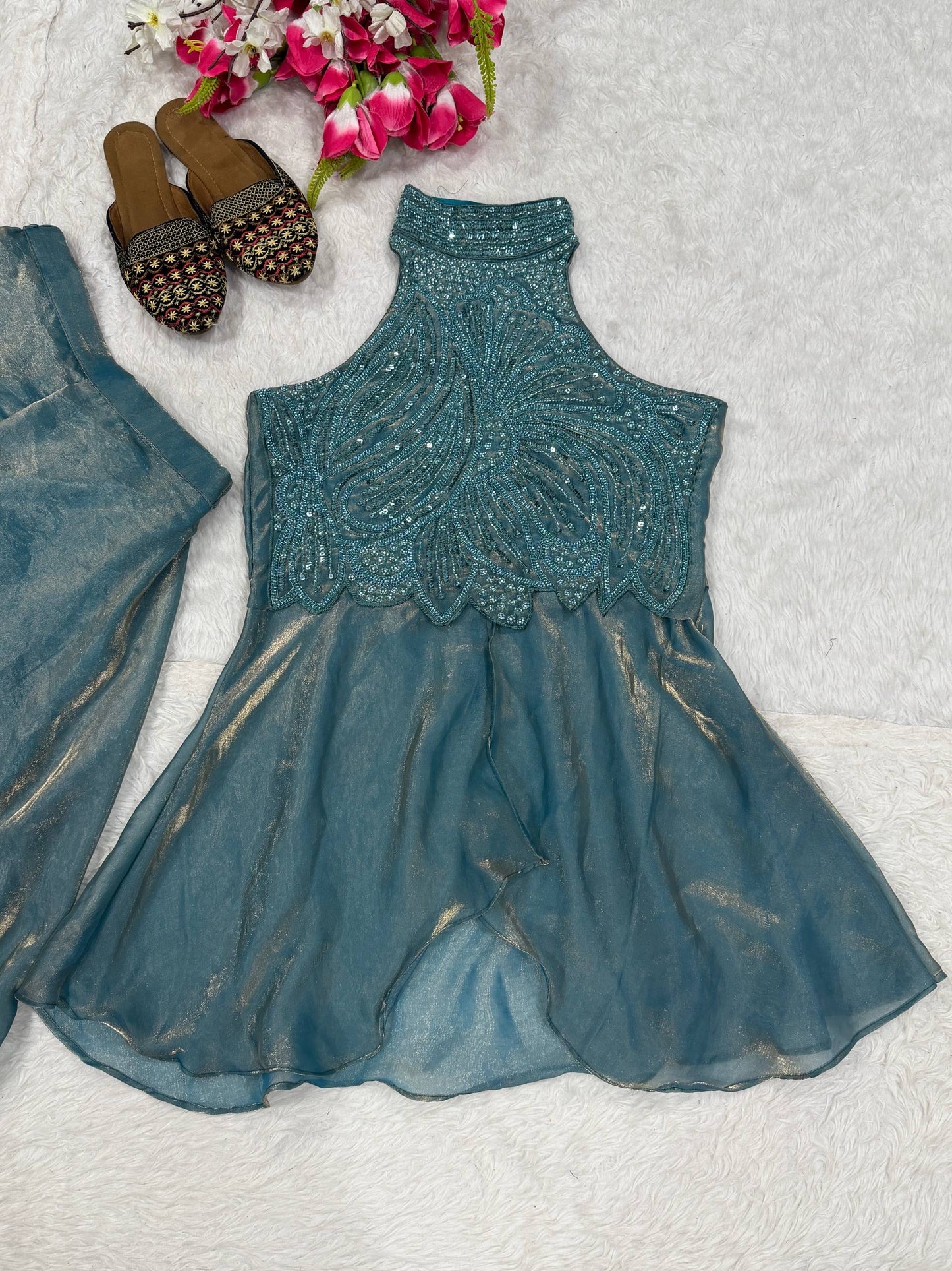 Full Neck Top and Sharara Plazzo