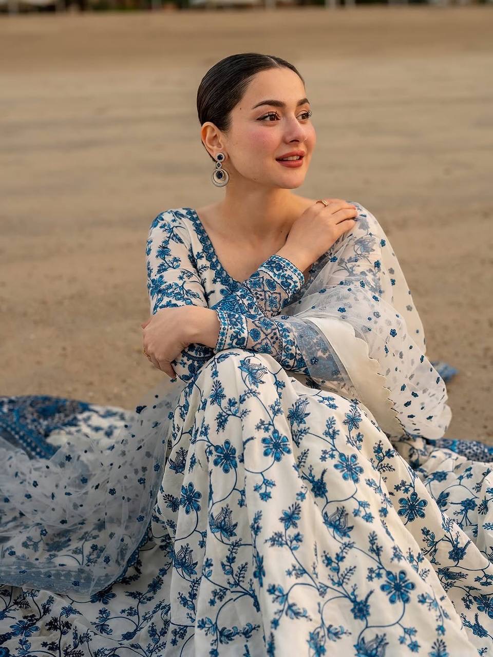 Hania Amir Viral Embroidery Gown Set