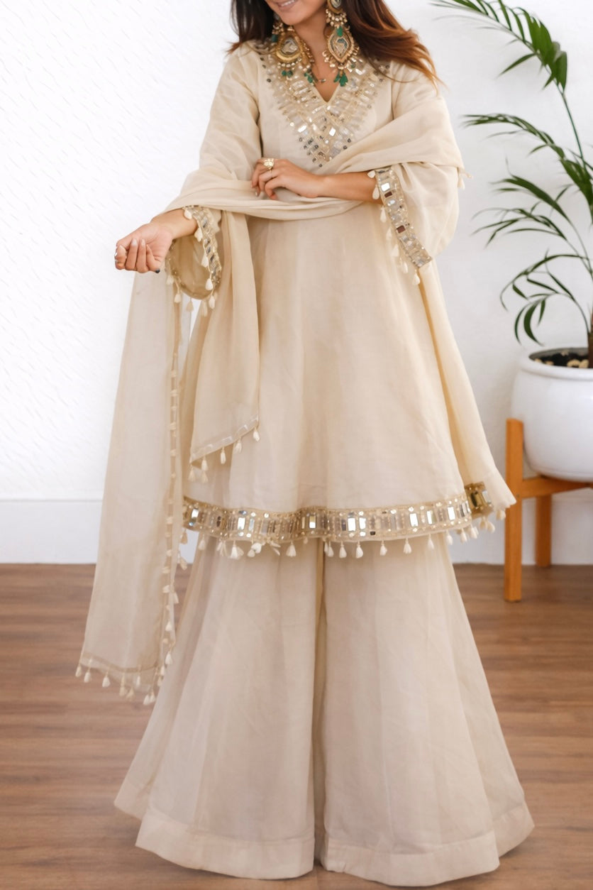 SOFT CHINON KEDIYA MIRROR WORK SET