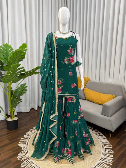 PREMIUM FABRIC AND DETAILING TOP SHARARA WITH DUPATTA