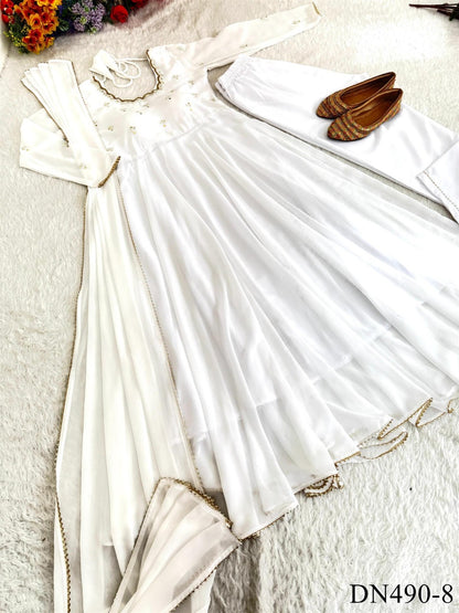 GEORGETTE HAND MIRROR EMBROIDERY GOWN