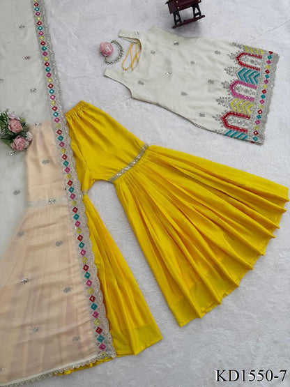 HEAVY CHINON SILK TOP SHARARA SET
