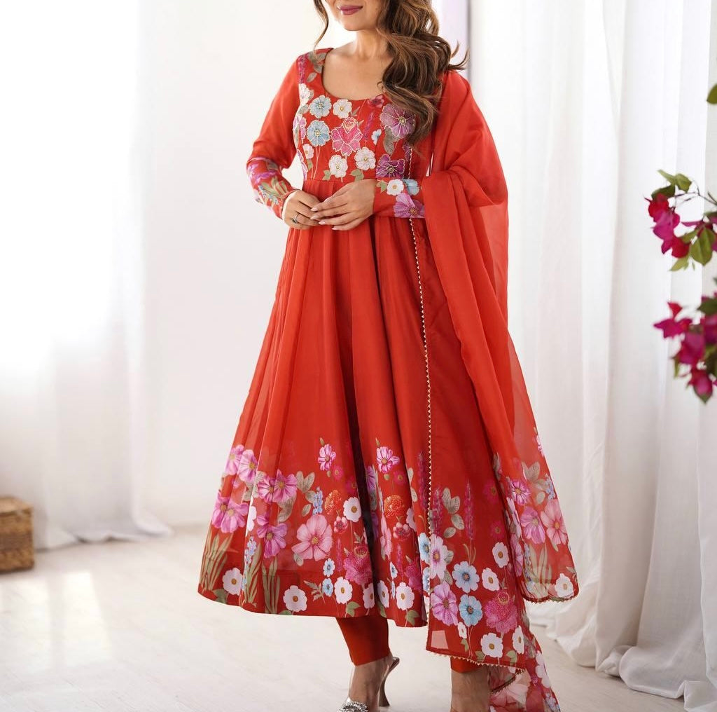 SOFT ORGANZA SILK ANARKALI SET